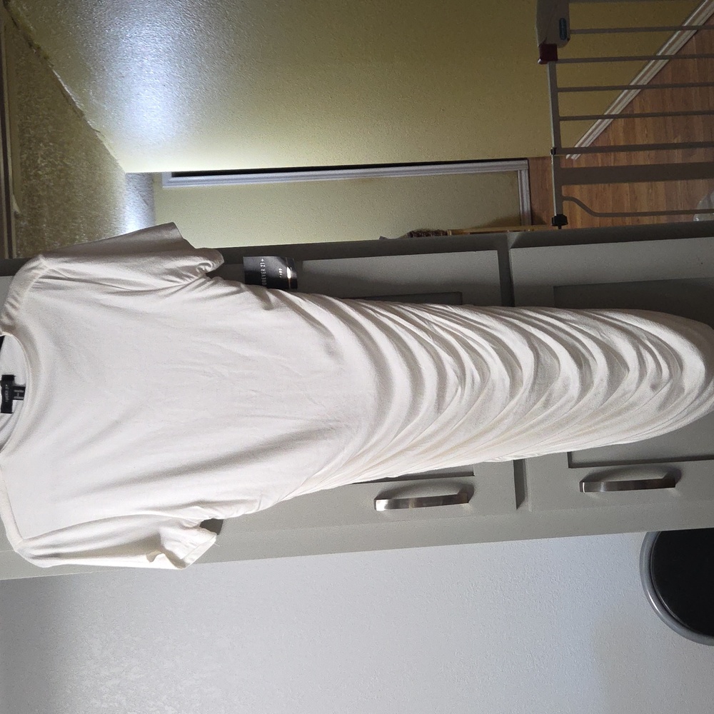 Forever 21 Cream Ruched Midi Dress